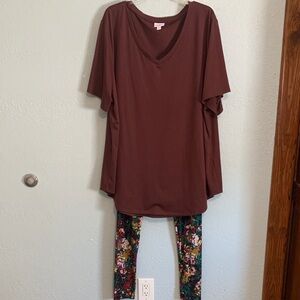 Brown V-Neck Women's Tunic Top